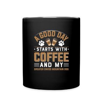 Grand chien de montagne suisse buvant des cafés Patte - Mug uni - noir - Devant