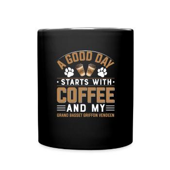 Grand Basset Griffon Vendeen Coffee Drinking Dogs - Mug uni - noir - Devant