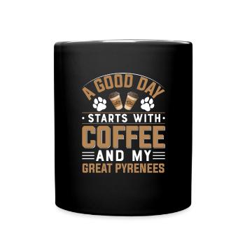 Chien de montagne des Pyrénées Café Boire de la caféine Paw Dog - Mug uni - noir - Devant