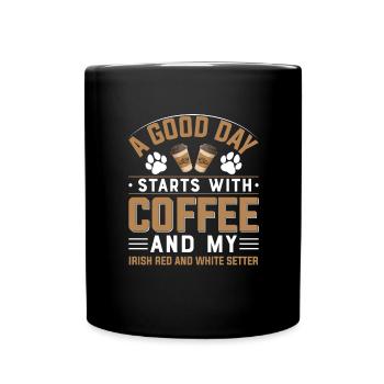 Irish Red and White Setter Kaffee Trinken Koffein - Tasse einfarbig - Schwarz - Vorne