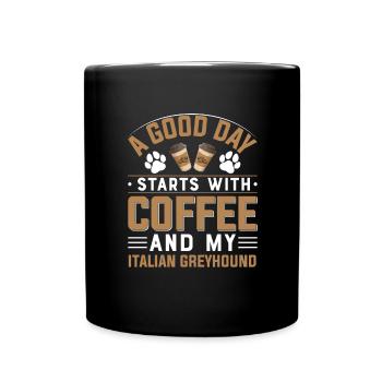 Italian wind chime dog breed drinking coffee - Full Colour Mug - black - Front