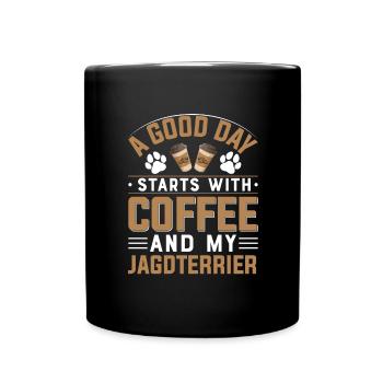 Deutscher Jagdterrier Hunderasse Kaffee Trinken - Tasse einfarbig - Schwarz - Vorne