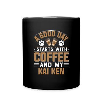 Kai Ken Dog Breed Café Boire de la patte de caféine - Mug uni - noir - Devant