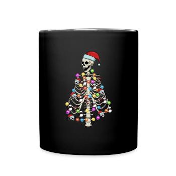 Skelett Weihnachtsbaumsch�del gruselig Weihnachten - Tasse einfarbig - Schwarz - Vorne