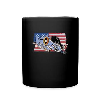 A-10 Warthog Flugzeug USA Flagge A10 Thunderbird - Tasse einfarbig - Schwarz - Vorne