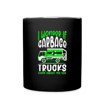 Ich frage mich, ob M�llwagen an mich denkenM�dchen - Tasse einfarbig - Schwarz - Vorne