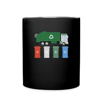 M�llwagen recyceln M�lleimer M�llday -LKWsM�llbeh� - Tasse einfarbig - Schwarz - Vorne