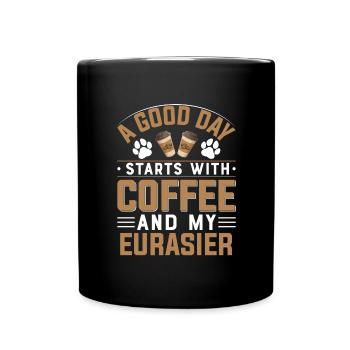 Eurasier Dog Breed Coffee Drinking Caffeine Paw - Full Colour Mug - black - Front