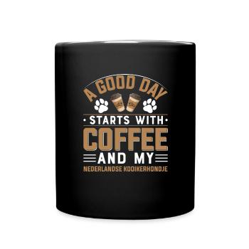 Nederlandse Kooikerhondje coffee drinking caffeine - Full Colour Mug - black - Front