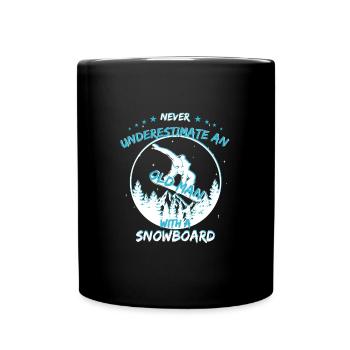 Snowboarder vieil homme - Mug uni - noir - Devant