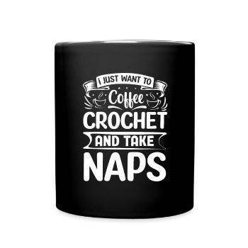 Häkeln Häkeln Kaffee Häkeln Strickerin Näherin - Tasse einfarbig - Schwarz - Vorne