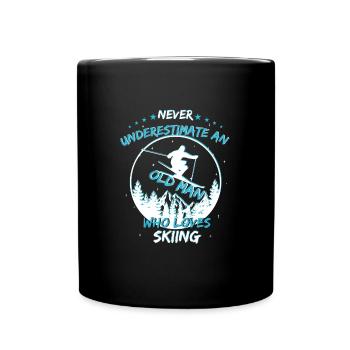 Vieil homme sur skis - Mug uni - noir - Devant