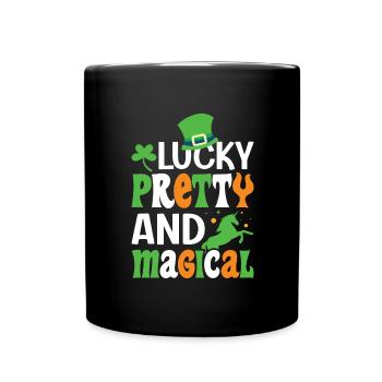 Happy Saint Patrick's Day Rainbow Gold Leprechaun - Full Colour Mug - black - Front