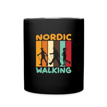 Nordic Walking Sport Gehen Spazieren - Tasse einfarbig - Schwarz - Vorne