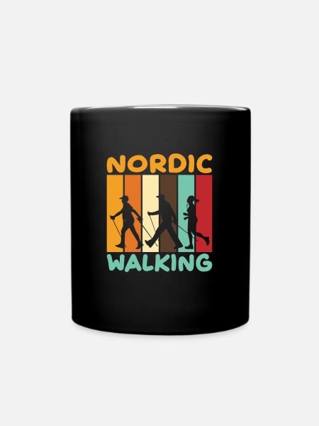 Nordic Walking Sport Gehen Spazieren - Tasse einfarbig - Schwarz