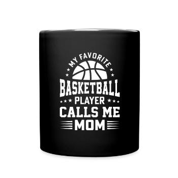 Basketball Mutter BBall Dribbling Sport Sohn - Tasse einfarbig - Schwarz - Vorne