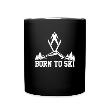 Skiers Downhill Mountains Ski Sports Skis Skiing - Full Colour Mug - black - Front