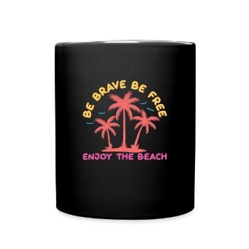 Enjoy The Beach Beach Holiday Surfers - Full Colour Mug - black - Front