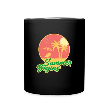 L’été commence à la plage Surfeur de vacances - Mug uni - noir - Devant