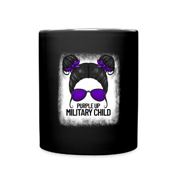Purple up mois des enfants militaires désordonné br - Mug uni - noir - Devant