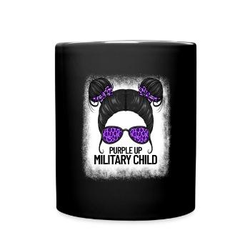 purple up military children cheetahs print purple - Full Colour Mug - black - Front