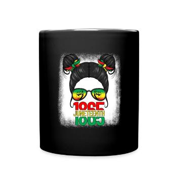 Juneteenth 1865 Messy Bun Black Woman Juneteenth - Mug uni - noir - Devant