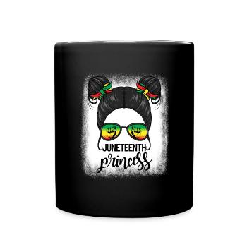 Juneteenth Princess Messy Bun Girl's JuneteenthM - Full Colour Mug - black - Front