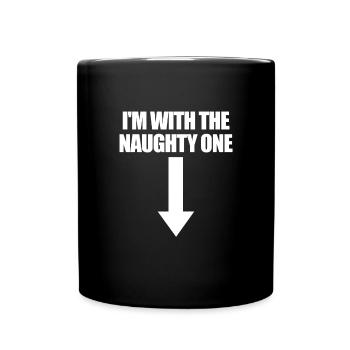 Santa Ich bin mit dem ungezogenen Pfeil down ungez - Tasse einfarbig - Schwarz - Vorne