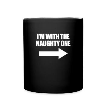 Père Noël je suis avec la vilaine flèche à droite - Mug uni - noir - Devant