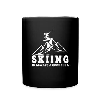 Skiers Downhill Mountains Ski Sports Skis Skiing - Full Colour Mug - black - Front