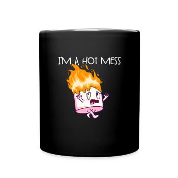 Ich bin ein hei�es Chaos S'Mores Marshmallow Campi - Tasse einfarbig - Schwarz - Vorne