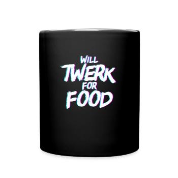 Wird f�r das Essen lustig talk tanzen trenking - Tasse einfarbig - Schwarz - Vorne