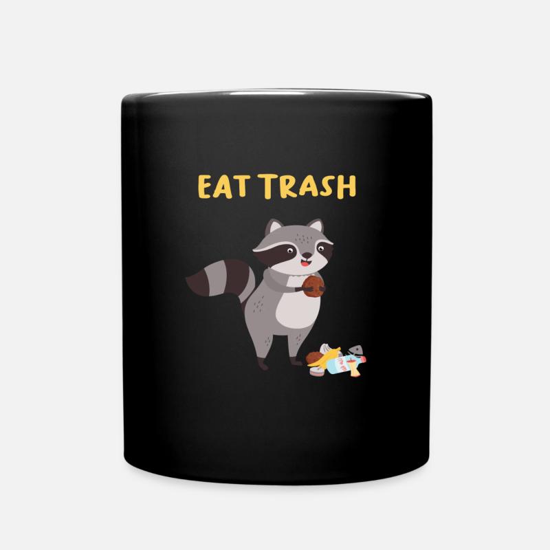 Mangez des déchets Raccoon Kids - Mug uni - noir