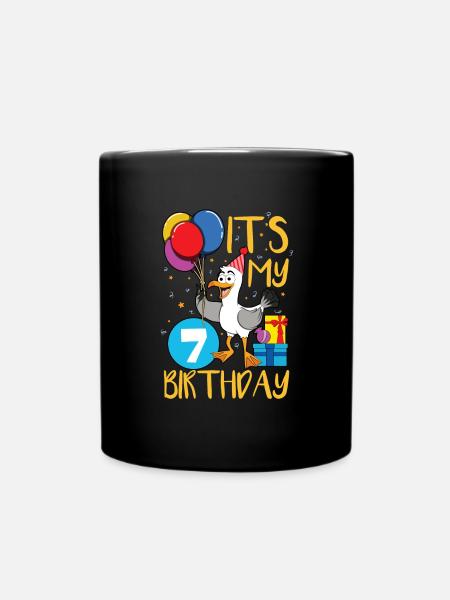 7. Geburtstag - Tasse einfarbig - Schwarz