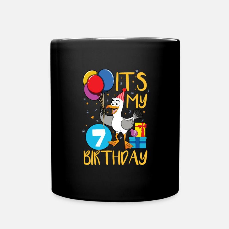 7. Geburtstag - Tasse einfarbig - Schwarz