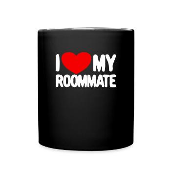 Ich liebe mein Mitbewohner rotes Herz Ich liebe me - Tasse einfarbig - Schwarz - Vorne