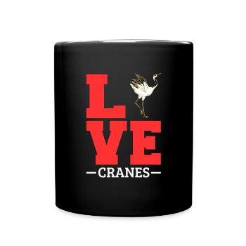 Crane Bird Gift - Full Colour Mug - black - Front