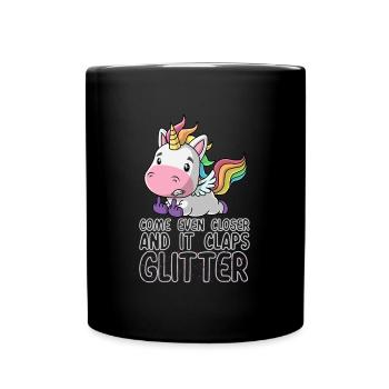 Even closer it claps glitter unicorn gift - Full Colour Mug - black - Front