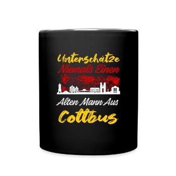 Unterschätze Niemals Einen Alten Mann Aus Cottbus - Tasse einfarbig - Schwarz - Vorne