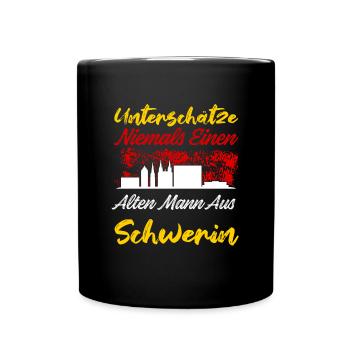 Unterschätze Niemals Einen Alten Mann Aus Schwerin - Tasse einfarbig - Schwarz - Vorne