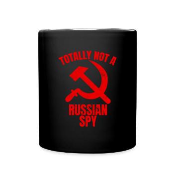 Ganz, keine russische Spionage Russische Flagge, k - Tasse einfarbig - Schwarz - Vorne