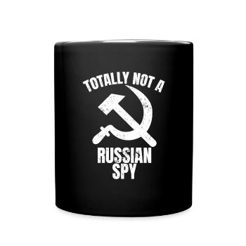 Ganz, keine russische Spionage Russische Flagge, k - Tasse einfarbig - Schwarz - Vorne