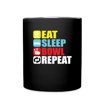 Bowling Kegel Spareball Pins Kugel Strike - Tasse einfarbig - Schwarz - Vorne
