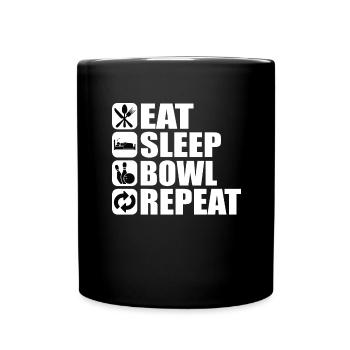 Bowling Kegel Spareball Pins Kugel Strike - Tasse einfarbig - Schwarz - Vorne