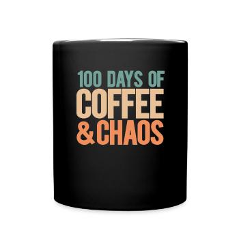 100 days school teacher 100 days kindergarten - Full Colour Mug - black - Front
