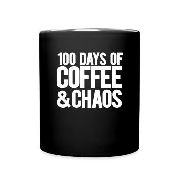 100 days school teacher 100 days kindergarten - Full Colour Mug - black - Front