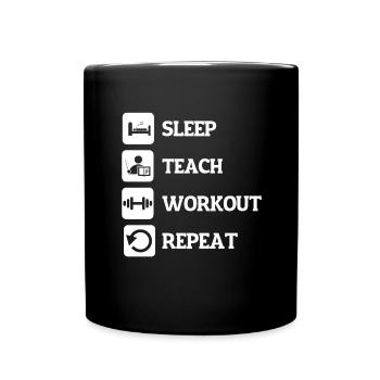 Sport Fitness Gym Teacher Pedagogue School Dumbbell - Full Colour Mug - black - Front