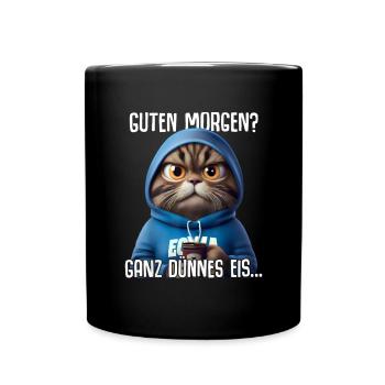 Guten Morgen ganz dünnes Eis Spruch Katze Kaffee - Mug uni - noir - Devant