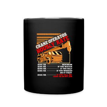 Kranführer Kran Geschenk - Tasse einfarbig - Schwarz - Vorne