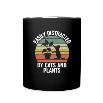 Plant Lovers Cat Plant Garden Gardener - Full Colour Mug - black - Front